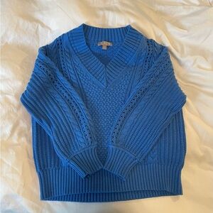 J. Crew Cotton Cable Knit V-neck Sweater